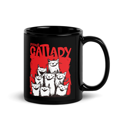 Katzenliebe - Stolze Katzenlady mRs [00333] Tasse schwarz