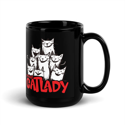 Katzenliebe - Stolze Katzenlady [00333] Tasse schwarz