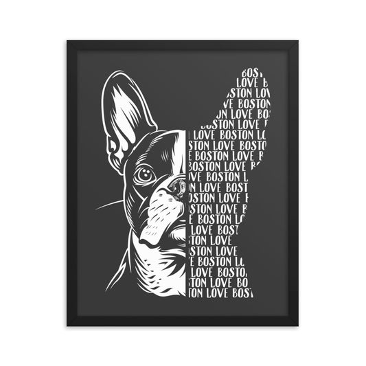 Boston Terrier Dog [00318] Poster mit Rahmen