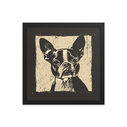 Boston Terrier Dog [00311] Poster mit Rahmen