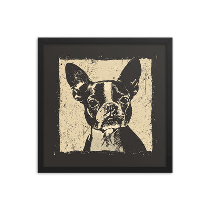 Boston Terrier Dog [00311] Poster mit Rahmen